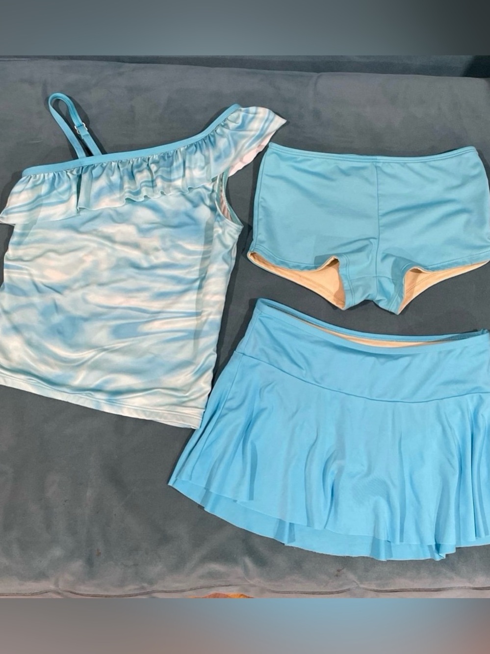 size 8 girls swim set-3 pcs Top, bottoms & skirt